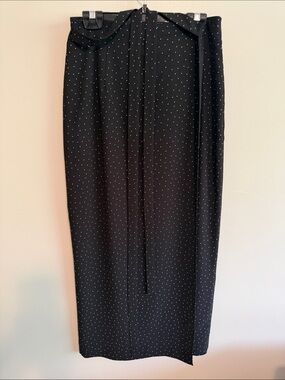 Rena Rowan Black Pencil Skirt with White Dot Pattern